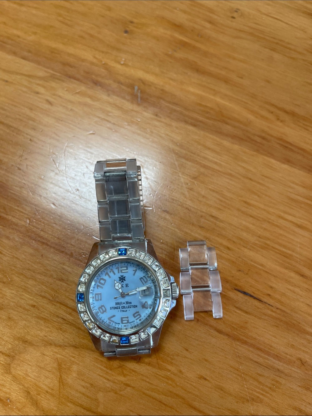 Silver-Tone Women's Watch with Blue Accents - Unknown Brand